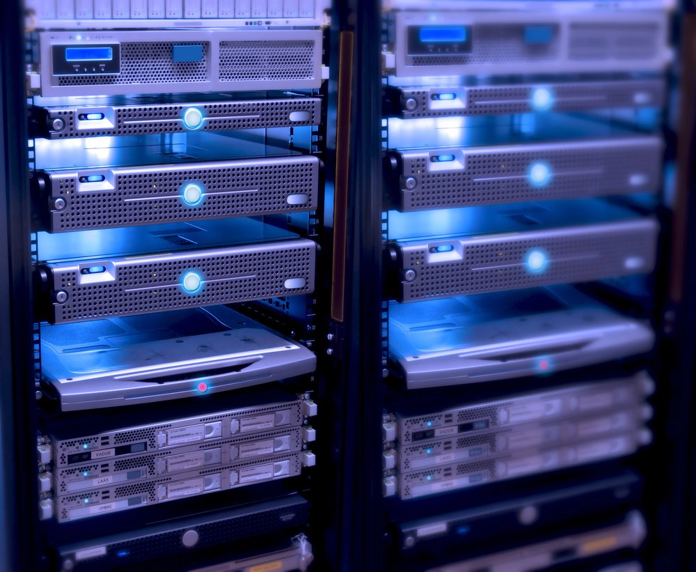 Professional server rack with networking and storage equipment